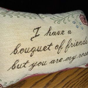 Vintage Tapestry Friendship Decorative Pillow “ … you are my rose”